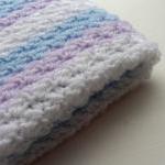 Crochet Baby Blanket Baby Blue Purple White baby shower gift stripy blanket Made to Order