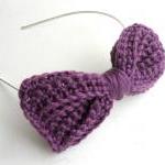Crochet Bow Headband Purple..