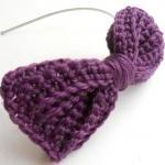 Crochet Bow Headband Purple..