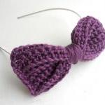 Crochet Bow Headband Purple..