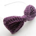 Crochet Bow Headband Purple..