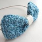Crochet Hair Accessory Bow Blue Cream