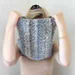 Chunky Winter Cowl Crochet Blue Yarn Infinity Scarf Autumn Fashion