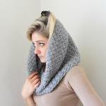 Crochet Cowl Gray Chunky Y..
