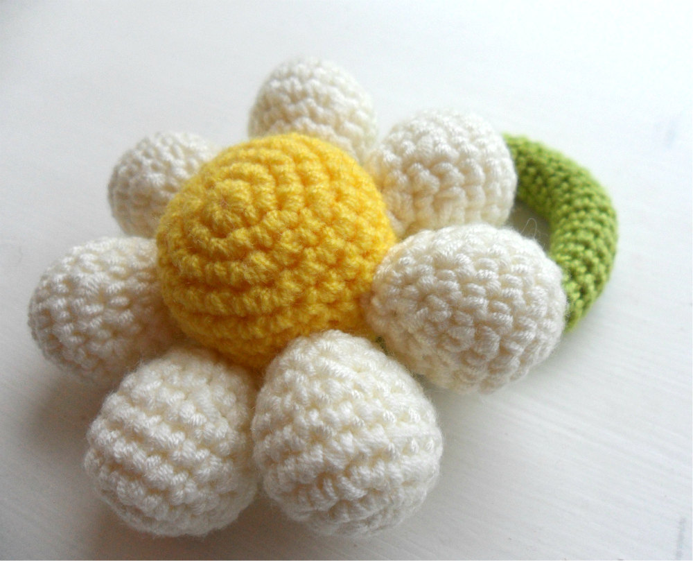 Crochet Flower Girl Baby Rattle Bouquet choose your colour Made to Order
