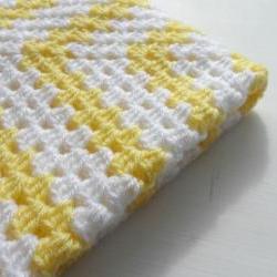 Crochet Granny Square Baby Blanket Yellow White