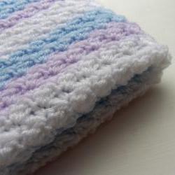 Crochet Baby Blanket Baby Blue Purple White baby shower gift stripy blanket Made to Order